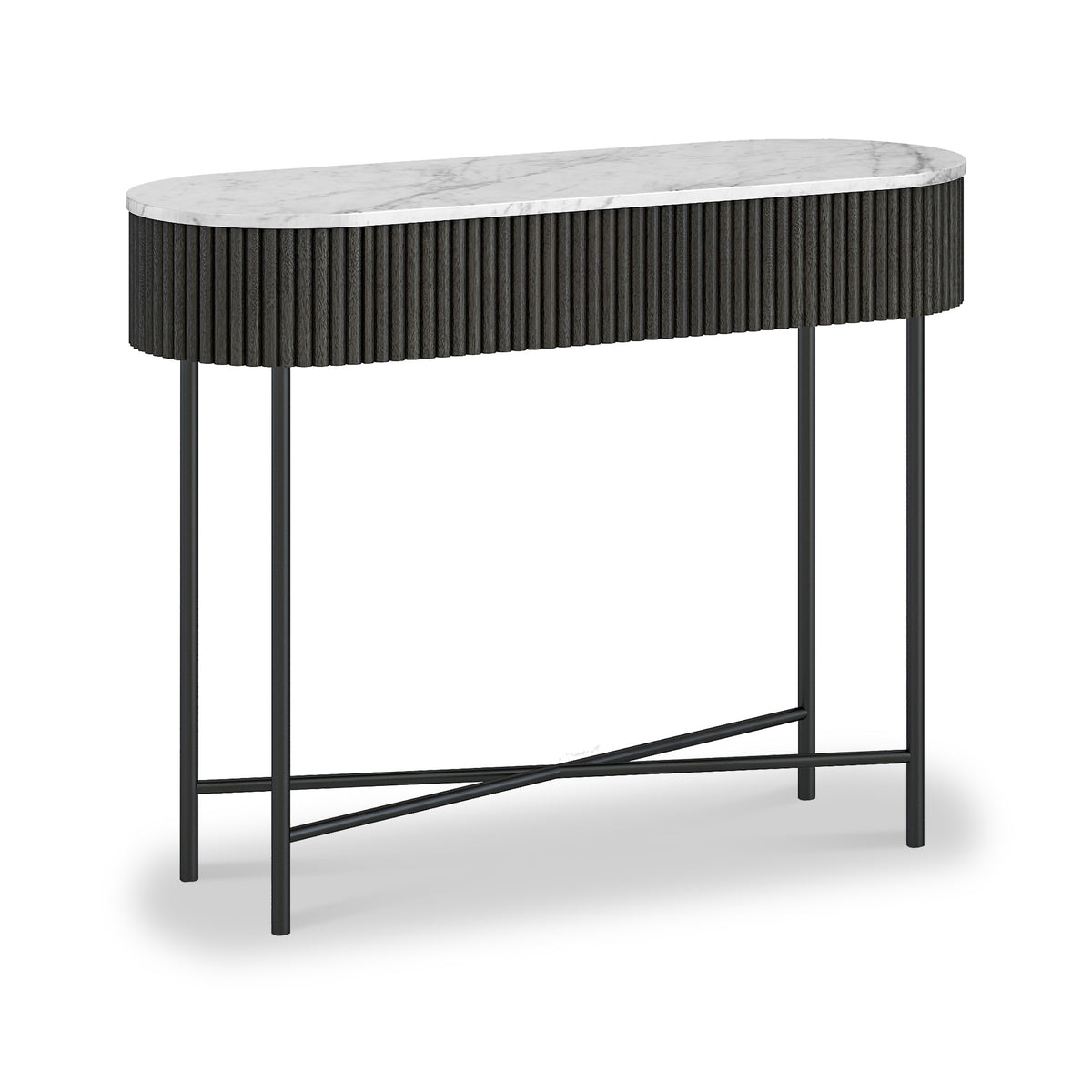 Milo Mango & Marble Black Fluted Console Table from Roseland Furniture