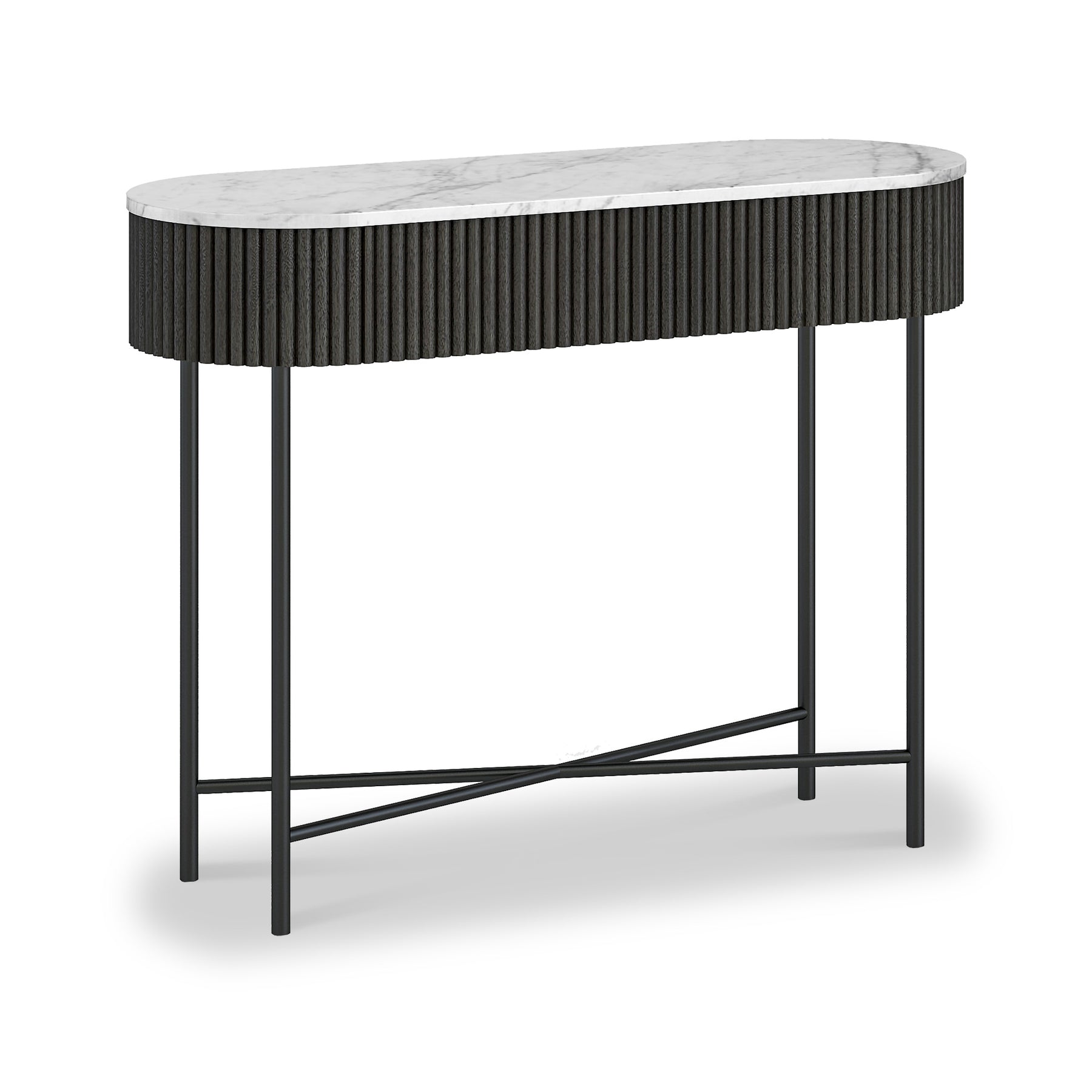 Milo Mango & Marble Black Fluted Console Table from Roseland Furniture
