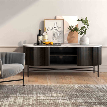 Milo Mango & Marble Fluted Wide TV Media Unit