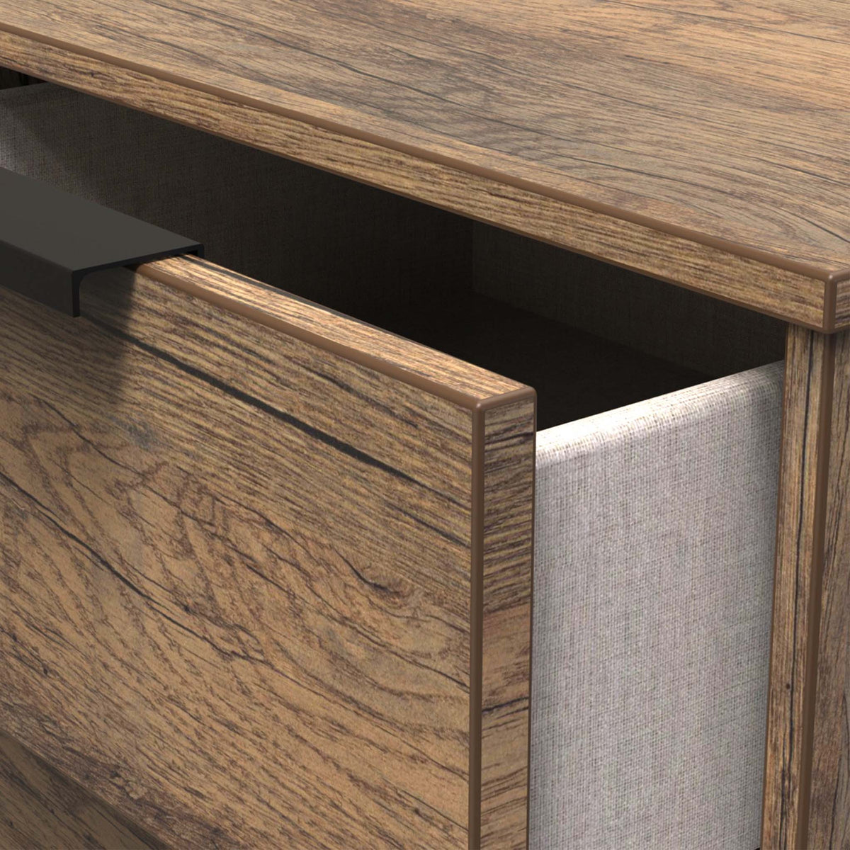 Moreno Rustic Oak 1 Drawer Bedside Table Cabinet drawer close up