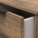 Moreno Rustic Oak Media Console Unit with Black Hairpin Legs drawer close up