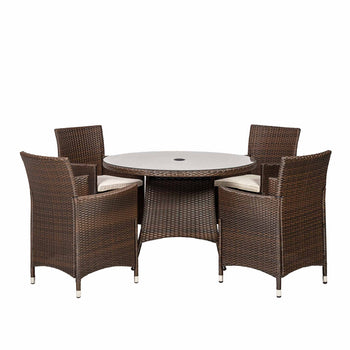 Vada 110cm 4 Seat Rattan Round Dining Set