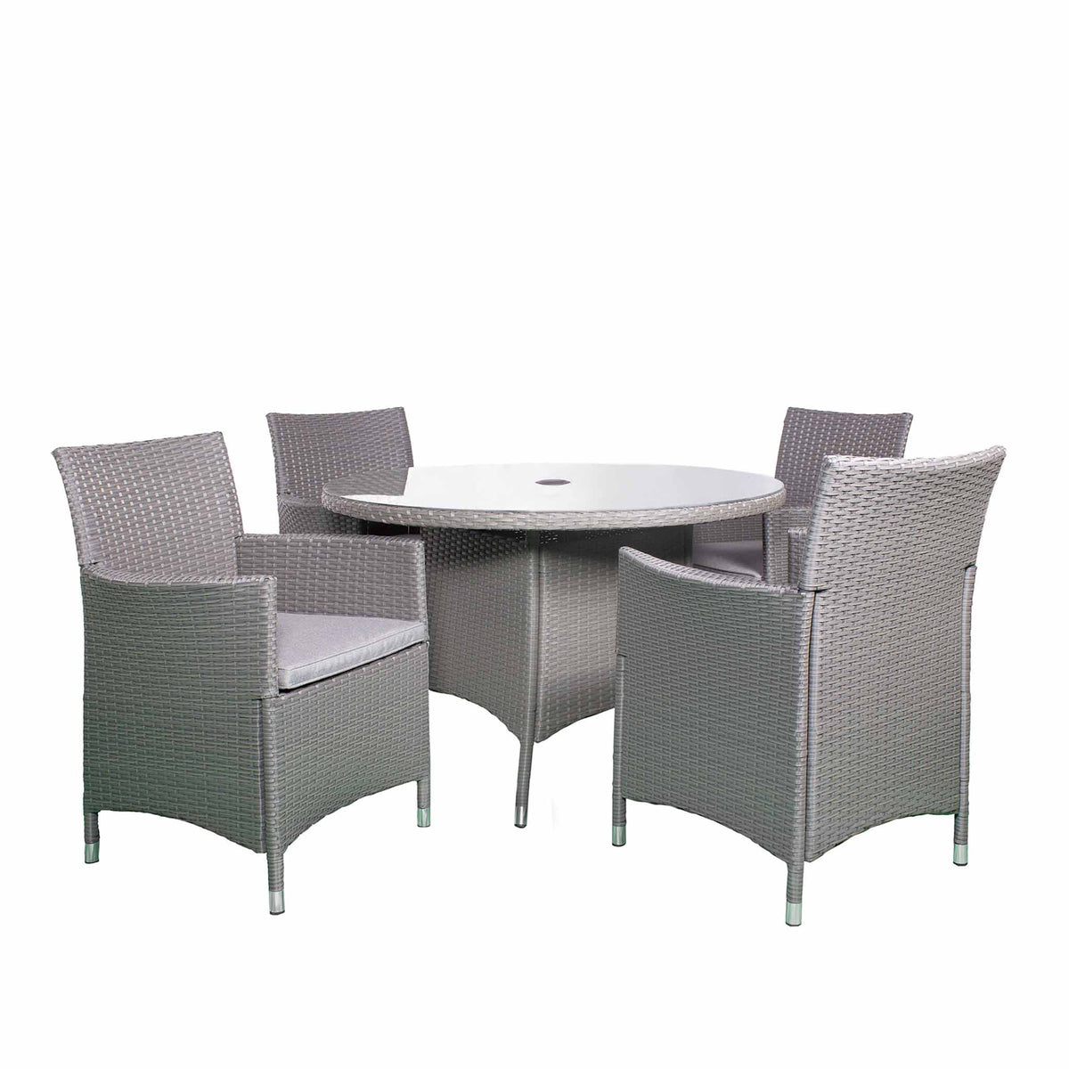 Vada Grey 110cm 4 Seat Rattan Round Dining Set by Roseland Furniture