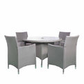 Vada Grey 110cm 4 Seat Rattan Round Dining Set  