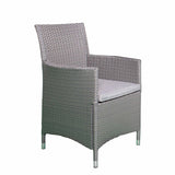 Vada 150cm 6 Seat Rattan Rectangular Dining Set - Grey