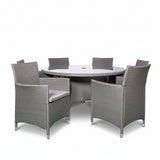 Vada 140cm 6 Seat Rattan Round Dining Set - Grey