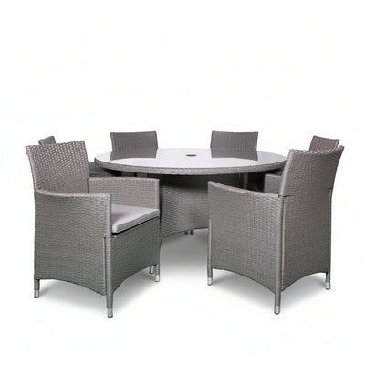 Vada 140cm 6 Seat Rattan Round Dining Set