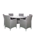 Vada 140cm 6 Seat Rattan Round Dining Set - Grey