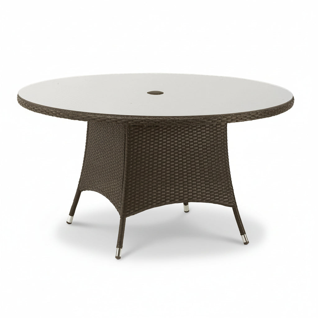 Vada 140cm 6 Seat Rattan Round Dining Set - Brown