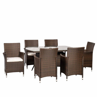 Vada 150cm 6 Seat Rattan Rectangular Dining Set