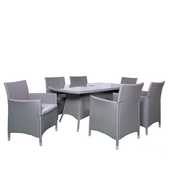 Vada 150cm 6 Seat Rattan Rectangular Dining Set