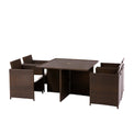 Vada 4 Seat Rattan Cube Set - Brown