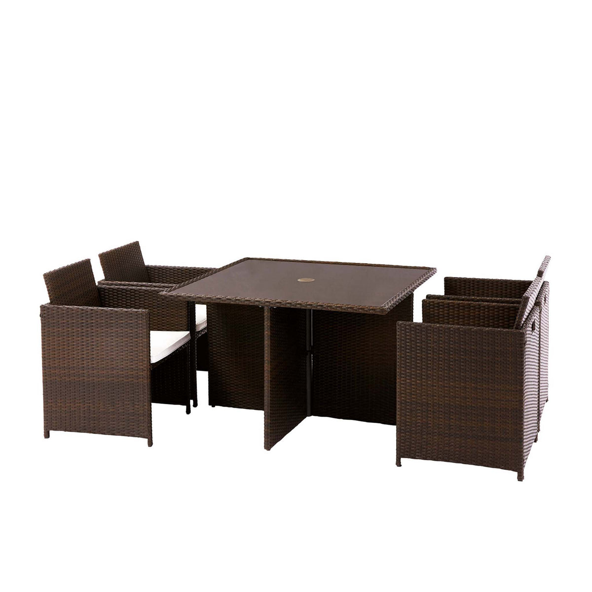 Rattan 4 Seater Cube Table Dining Garden Furniture Set | Fasci Garden