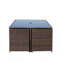 Vada 4 Seat Rattan Cube Set - Brown - Chairs tucked away