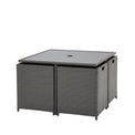 Vada 4 Seat Rattan Cube Set - Grey - Chairs tucked away