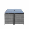 Vada 4 Seat Rattan Cube Set - Grey - Chairs tucked away