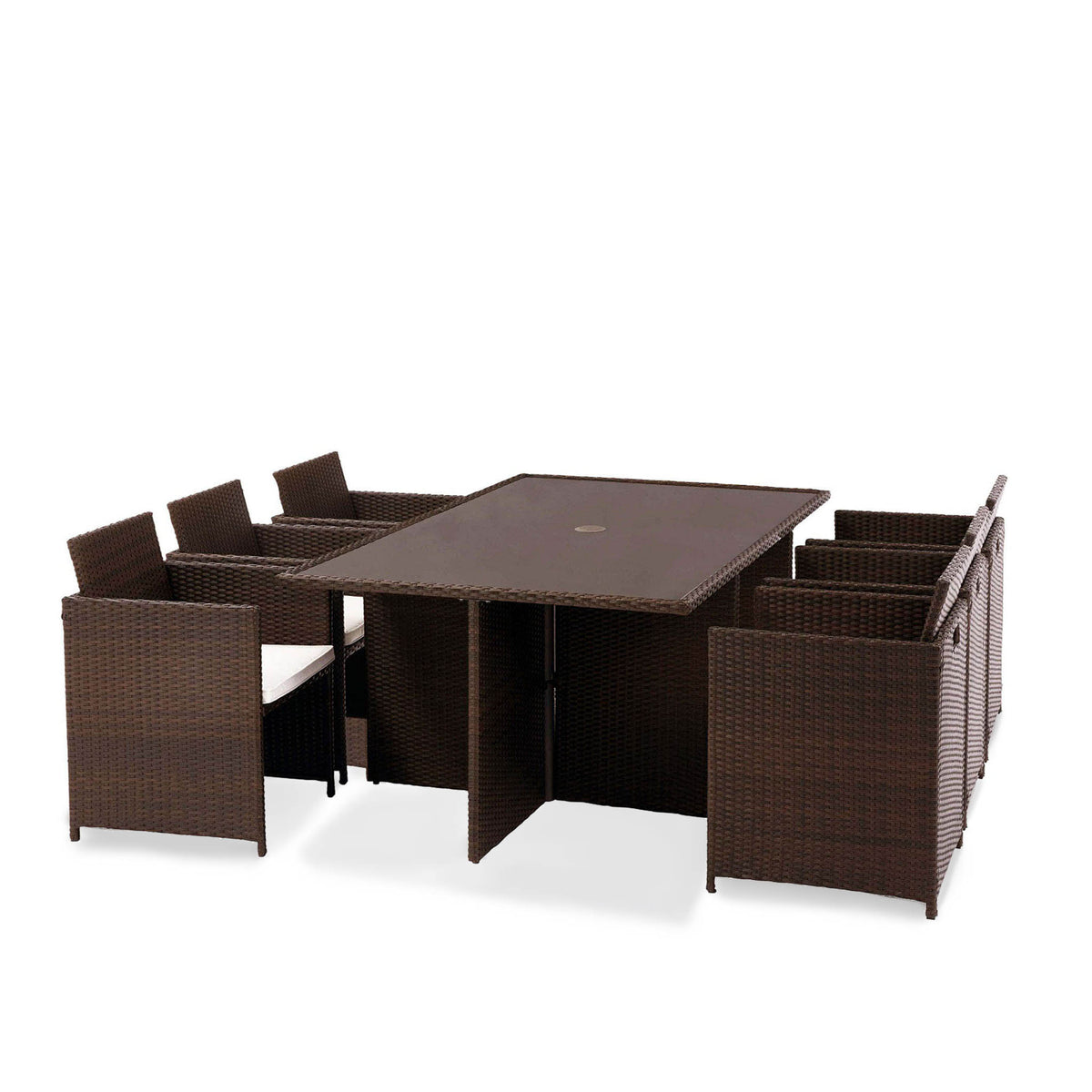 Vada Brown 6 Seat Rattan Cube Set by Roseland Furniture