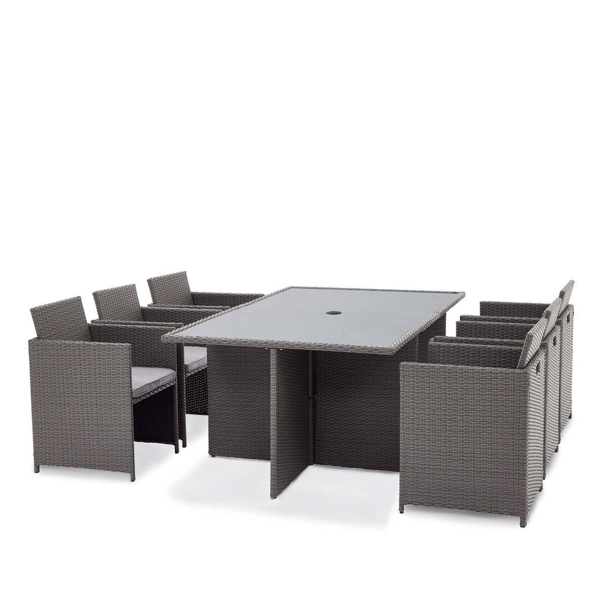 Vada Grey 6 Seat Rattan Cube Set by Roseland Furniture