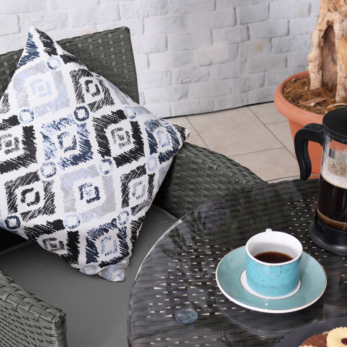 Vada Grey 2 Seat Rattan Bistro Set