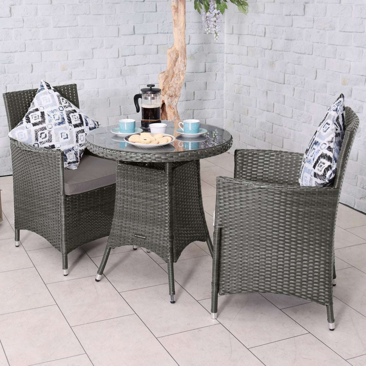 Vada Grey 2 Seat Rattan Bistro Set