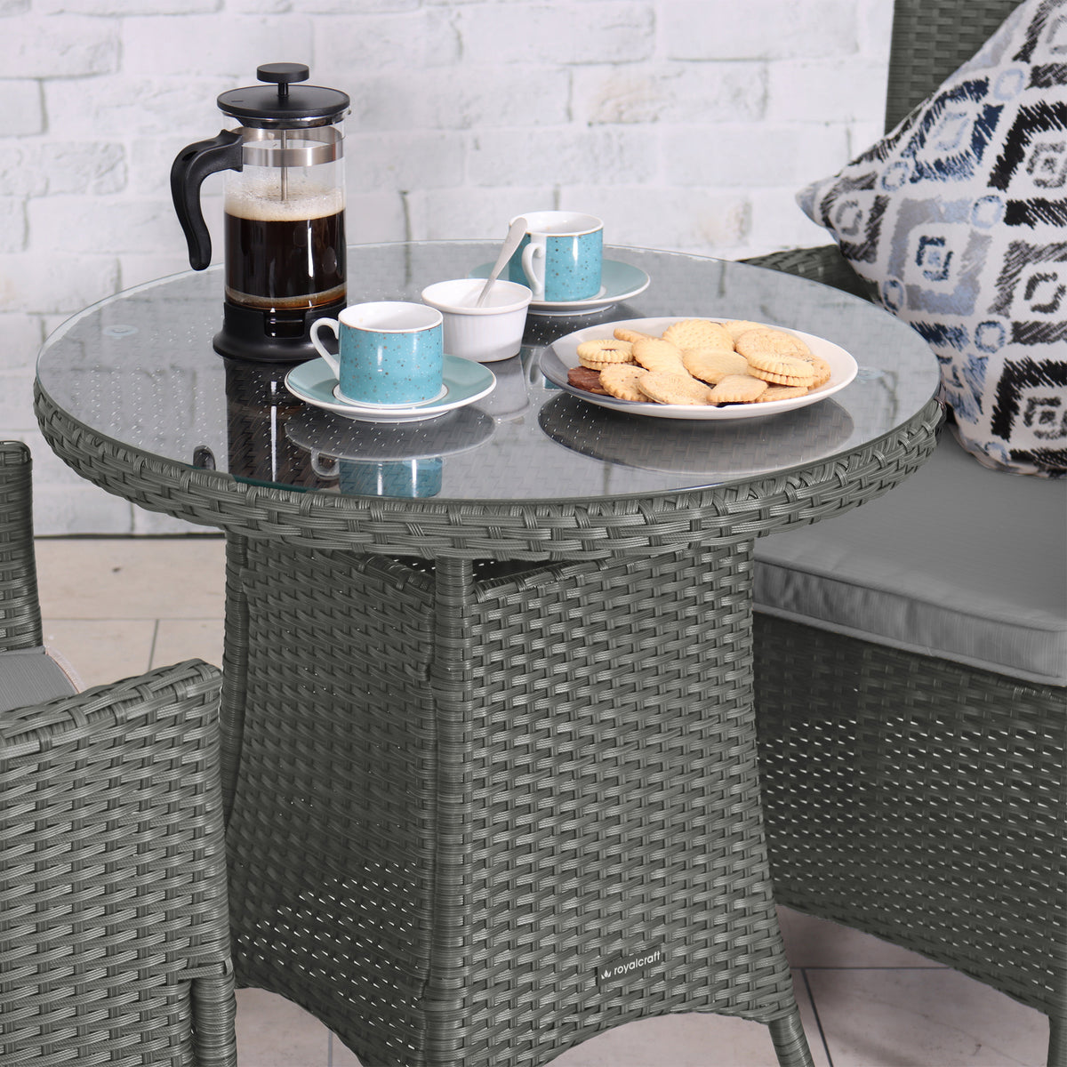Vada Grey 2 Seat Rattan Bistro Set