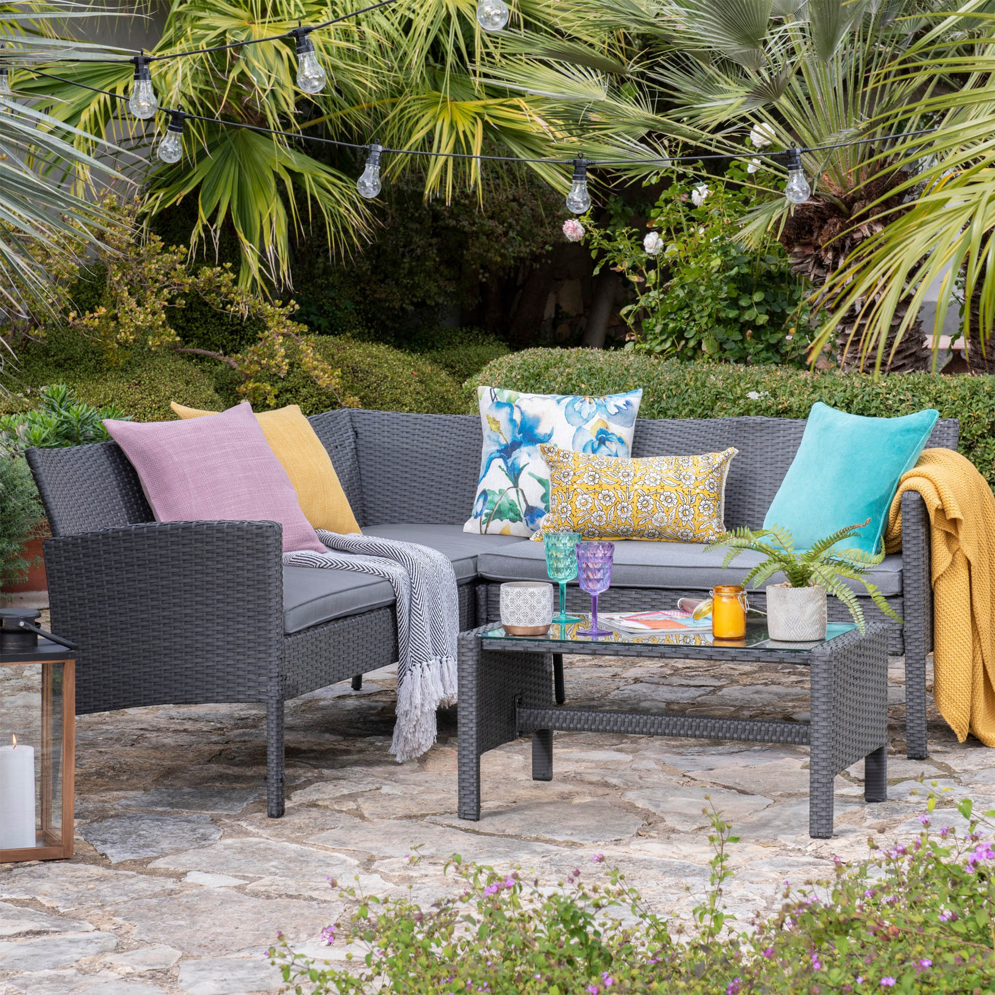 Dunelm rattan clearance corner sofa
