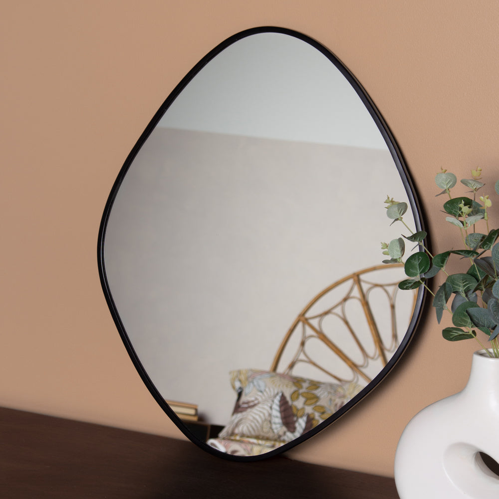 Organic Black Oval Wall Mirror