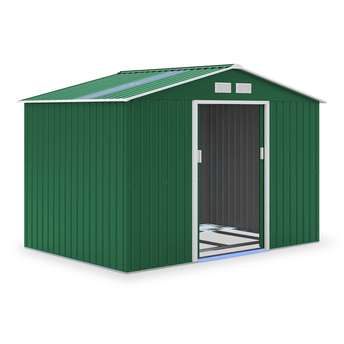 Oxford Green 9.1 x 6.3ft Galvanised Steel Shed from Roseland Furniture