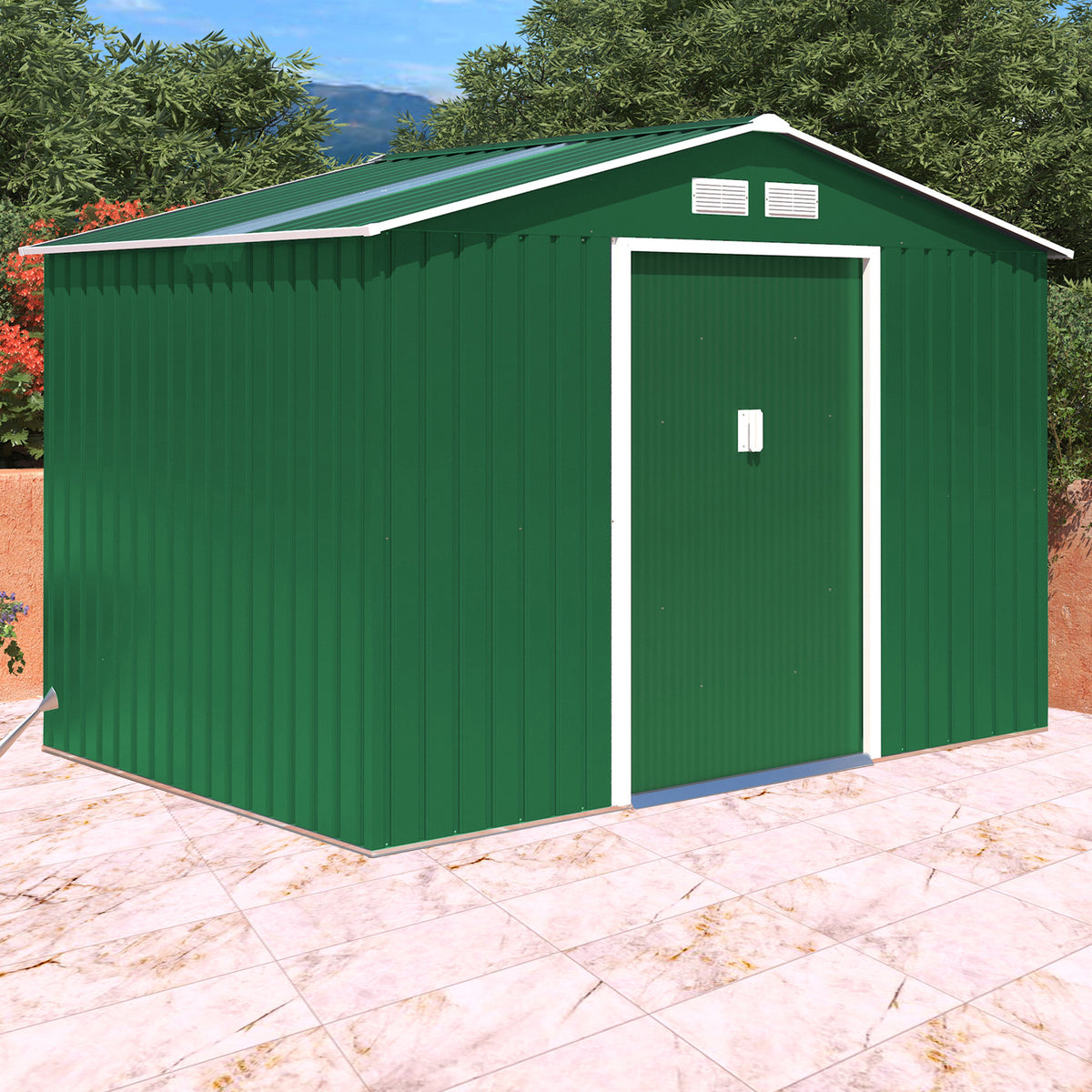 Oxford Green 9.1 x 6.3ft Galvanised Metal Shed