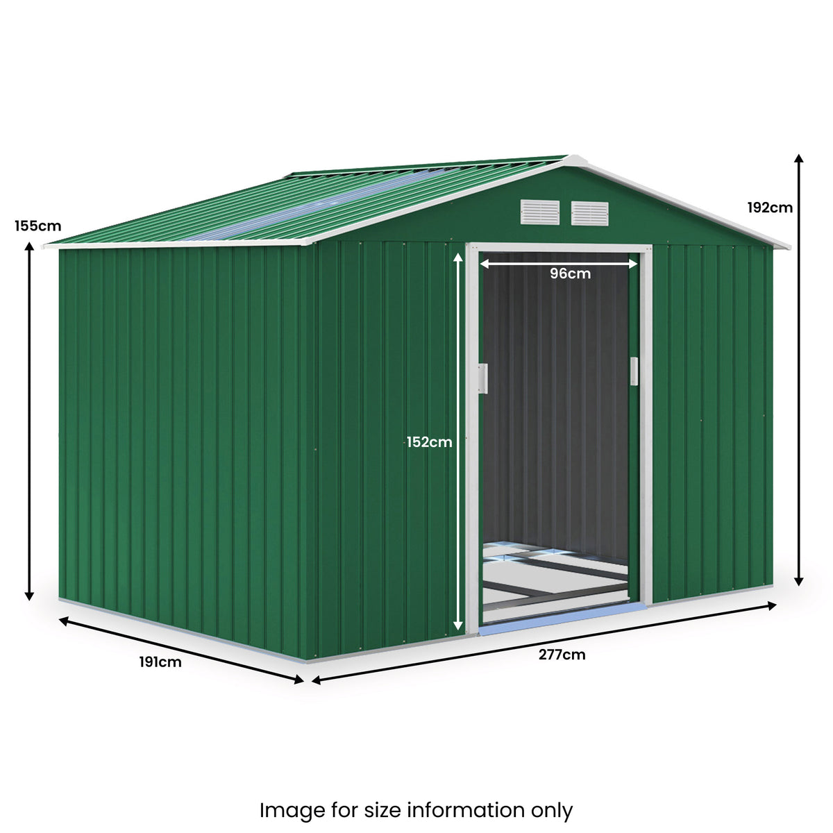 Oxford 9.1 x 6.3ft Galvanised Steel Shed dimensions