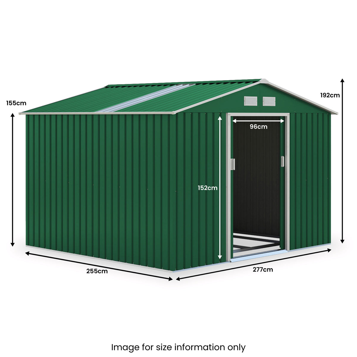 Oxford Grey 9.1 x 8.4ft Galvanised Steel Shed dimensions