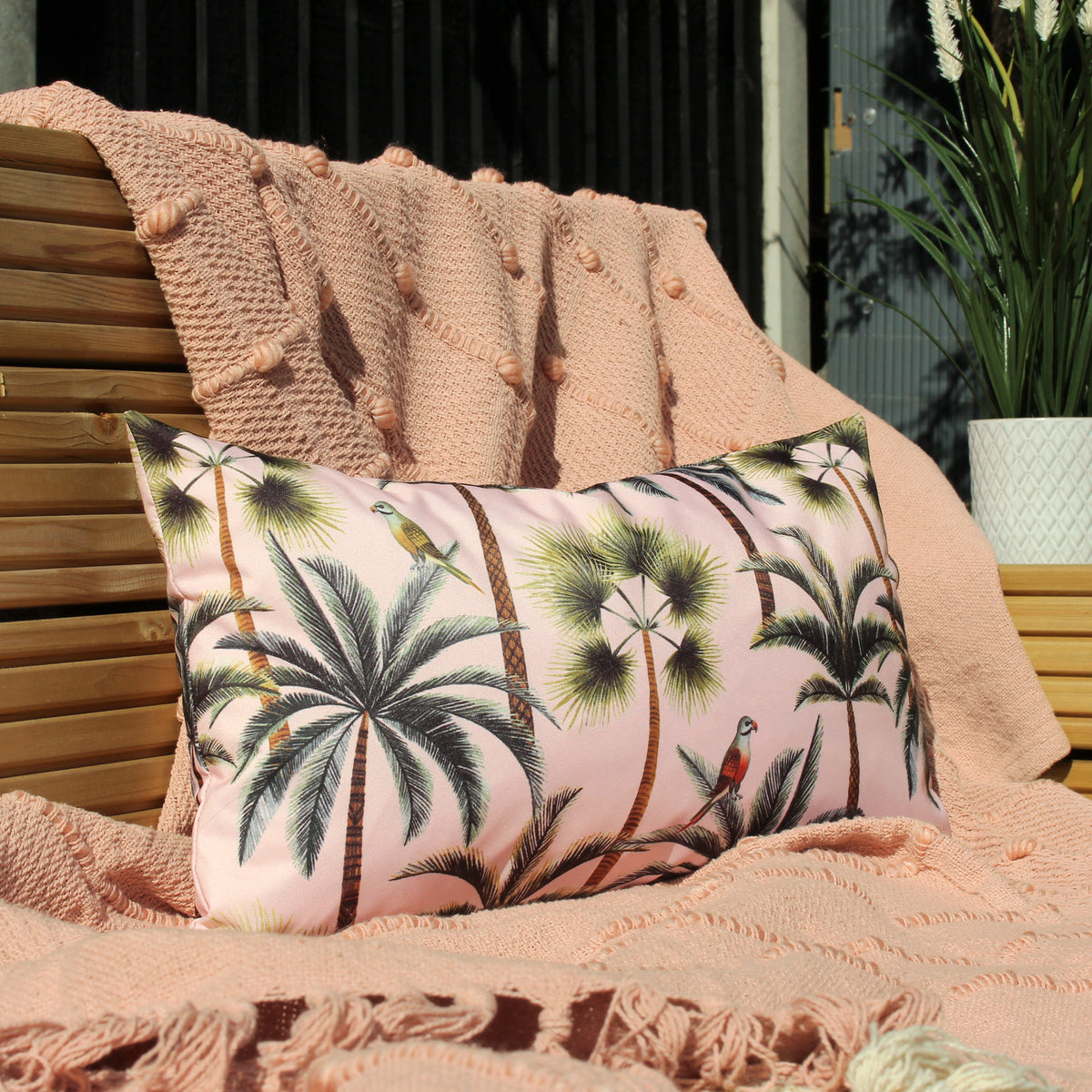 Palms 50cm Reversible Outdoor Polyester Bolster Cushion