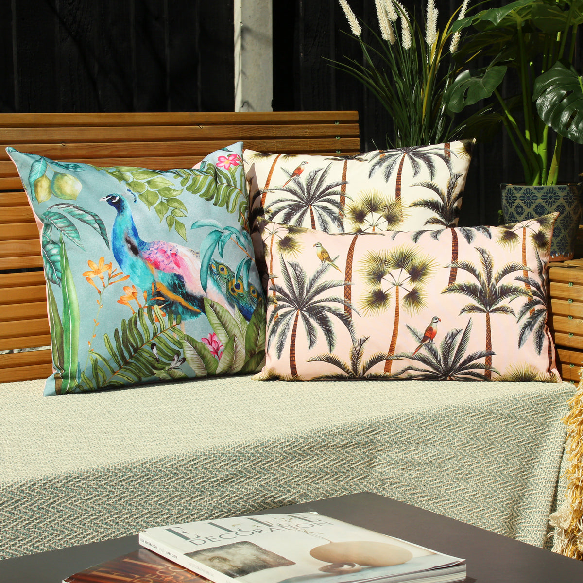 Palms 50cm Reversible Outdoor Polyester Bolster Cushion