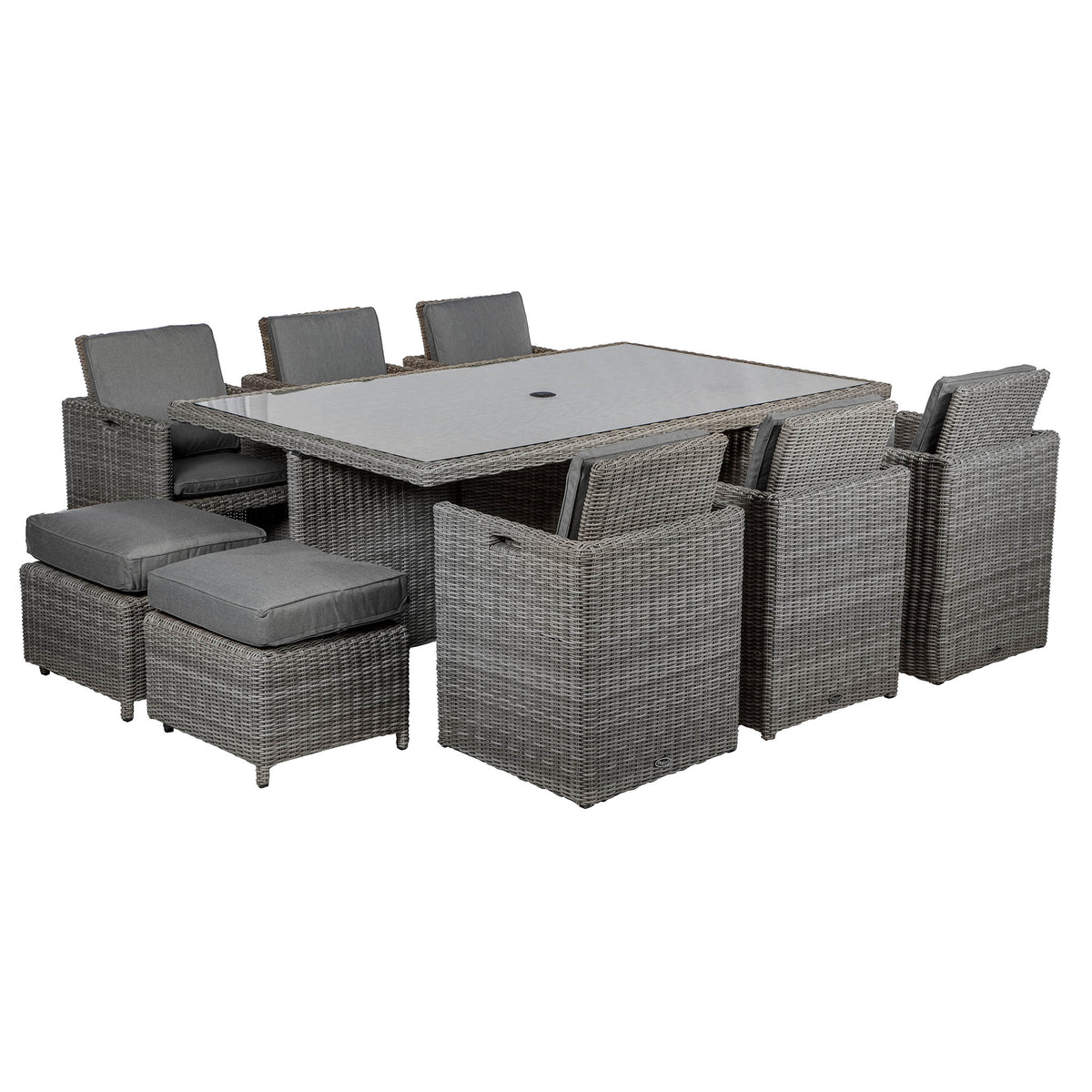 Paris 10 Seat Lux Rattan Cube Garden Dining Set from Roseland Home Furniture