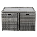 Paris 8 Seat Deluxe Square Rattan Cube Dining Set