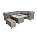 Paris 120cm Fire Pit Dine or Lounge Rattan Set with Bench