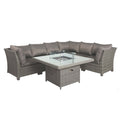 Paris 120cm Fire Pit Dine or Lounge Rattan Set with Bench