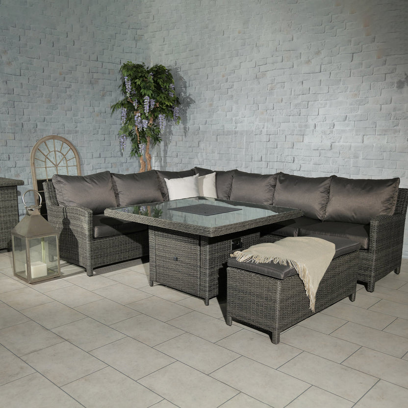 Paris 120cm Fire Pit Rattan Set with Bench | Roseland