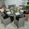 Paris 140cm 6 Seat Rattan Round Dining Set