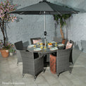 Paris 140cm 6 Seat Rattan Round Dining Set