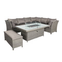 Paris 170cm Fire Pit Dine or Lounge Rattan Set with Bench