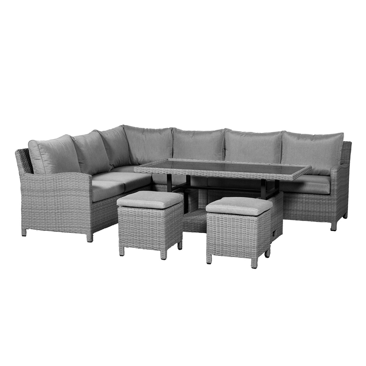 Paris Rattan Lounge Dining Set with Rise and Fall Table