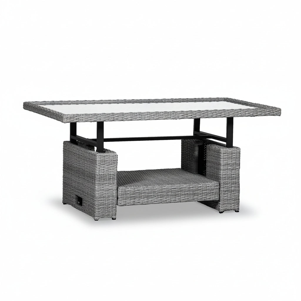 Paris Rattan Lounge Dining Set with Rise and Fall Table