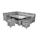 Paris Rattan Lounge Dining Set with Rise and Fall Table