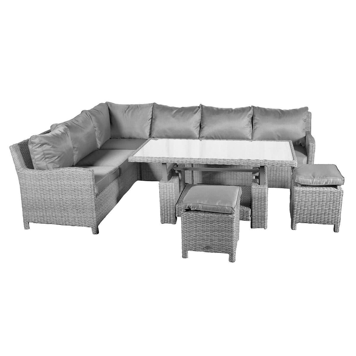 Paris Rattan Lounge Dining Set with Rise and Fall Table