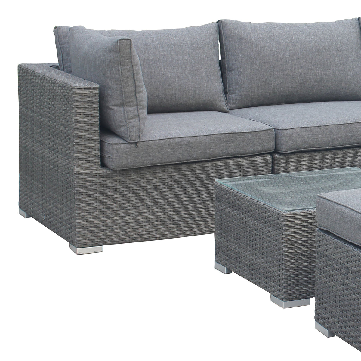 Paris Grey Rattan Corner Sofa Outdoor Lounge Set with coffee table