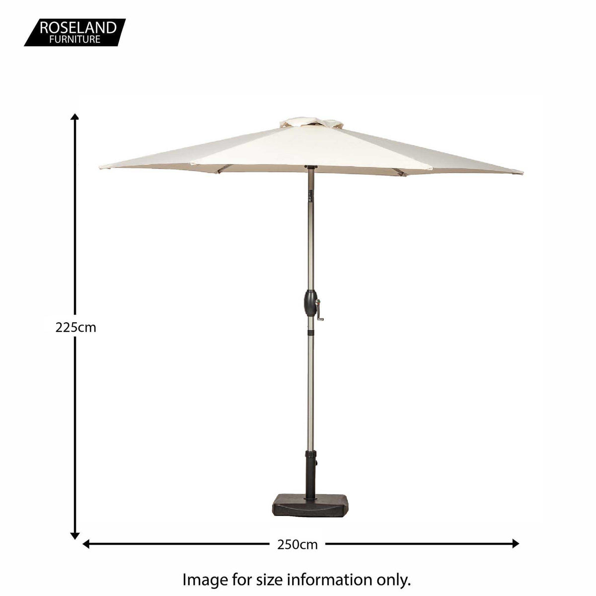 2.5m Parasol  Brushed Aluminium Parasol - Ivory size guide