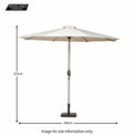 3m Crank & Tilt Ivory Garden Parasol - Size Guide