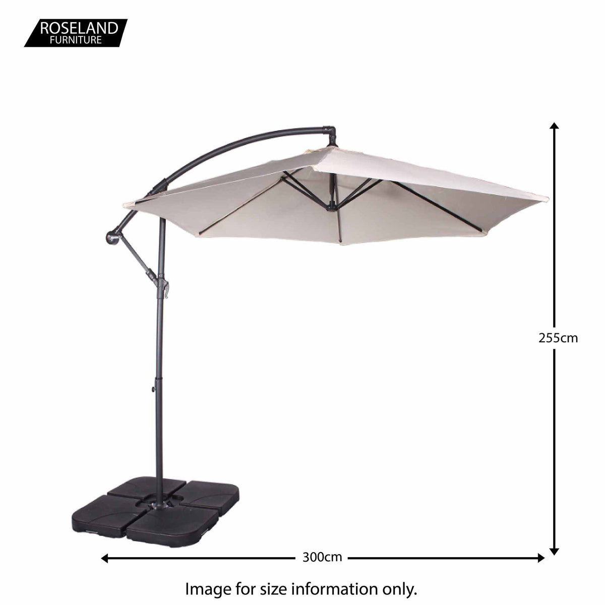 3m Cantilever Parasol in Ivory - Size Guide