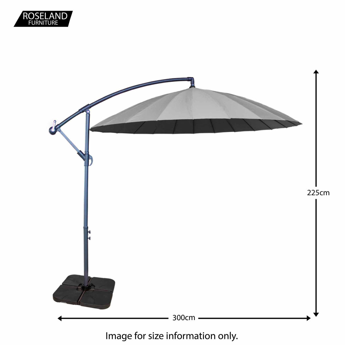 3m Shanghai Cantilever Parasol in Grey - Size Guide